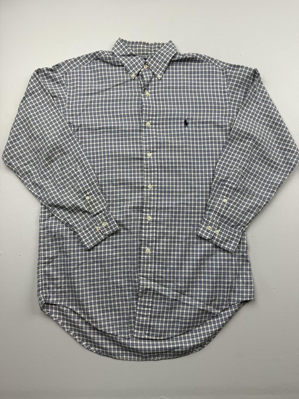 Vintage Ralph Lauren Dress Shirt Mens 15.5 32/33 Blue Button Down Yarmouth Kong